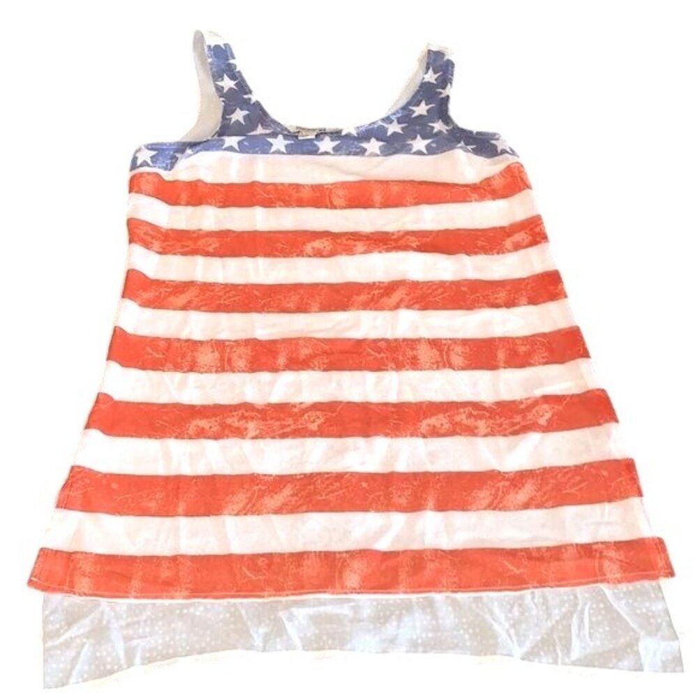 American Flag Print Sleeveless Top By Forever 21 S Polyester Red/White/Blue